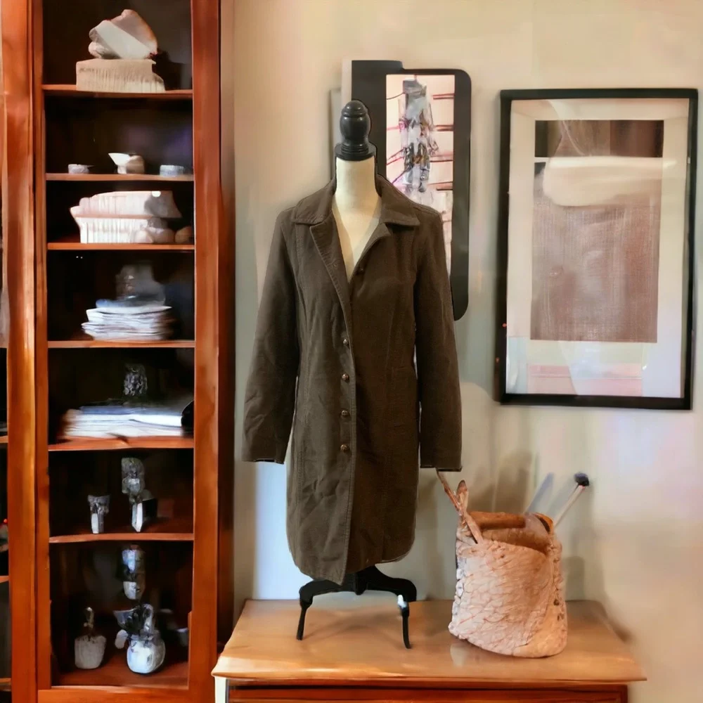 GAP Brown Brushed Poly Lined Coat M Knee Length Classic Fall Winter Jacket